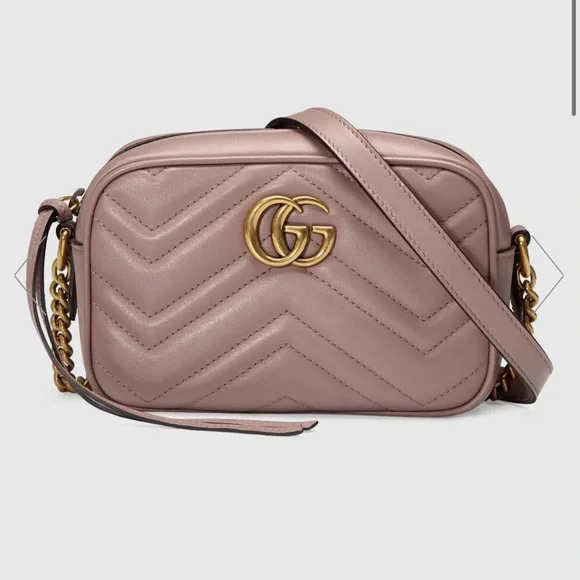 Gucci GG marmont matelasse nude dusty pink crossbody shoulder bag - Picture 14 of 17